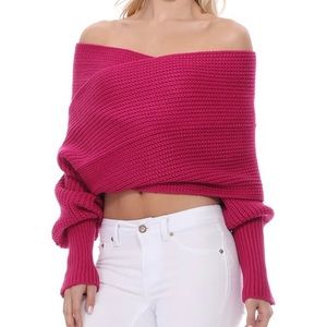 Versatile off shoulder long sleeve wrap sweater